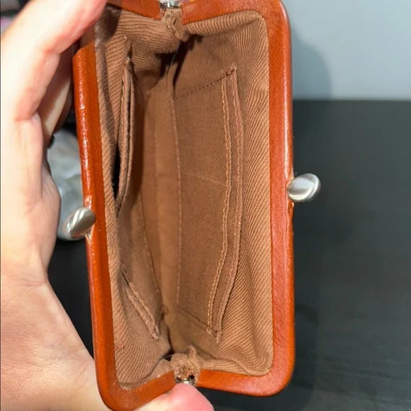 Fossil Brown Leather Wristlet Clutch with Structured Frame - Picture 8 of 8